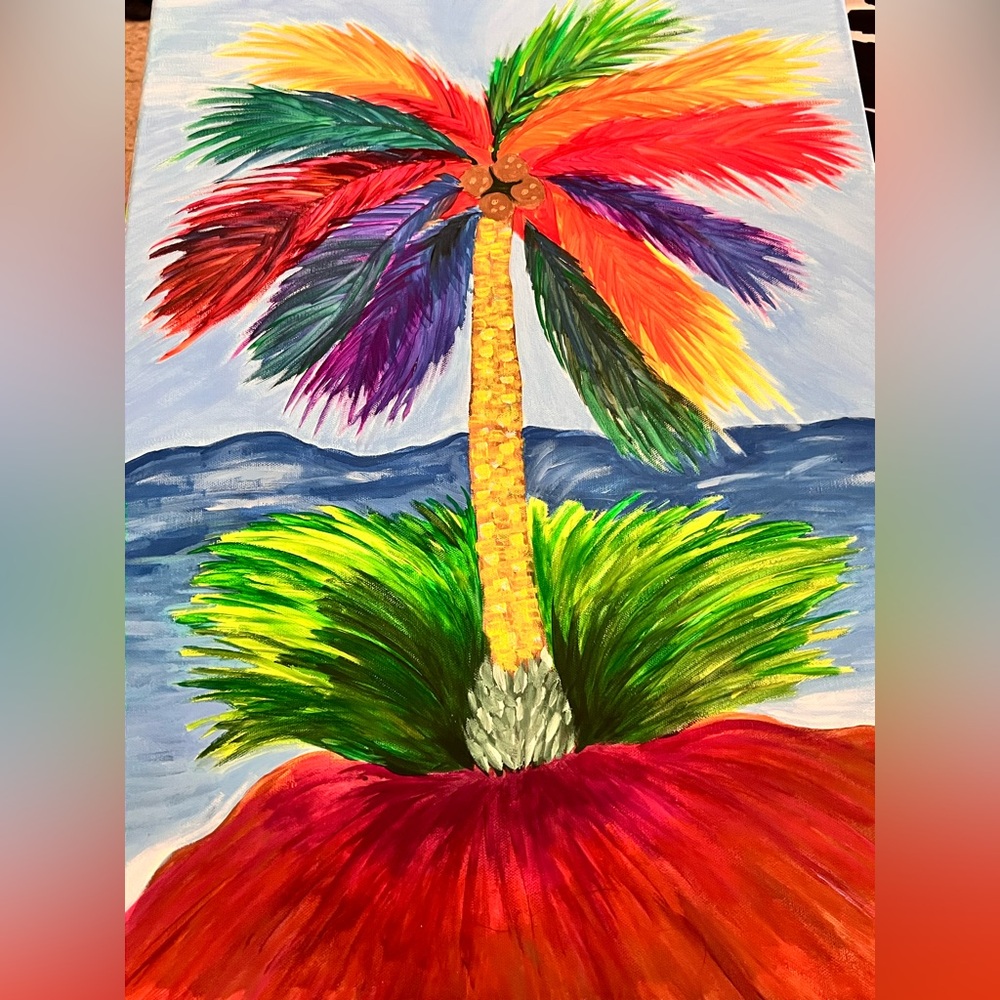 Vibrant Multicolor Palm Tree Painting
